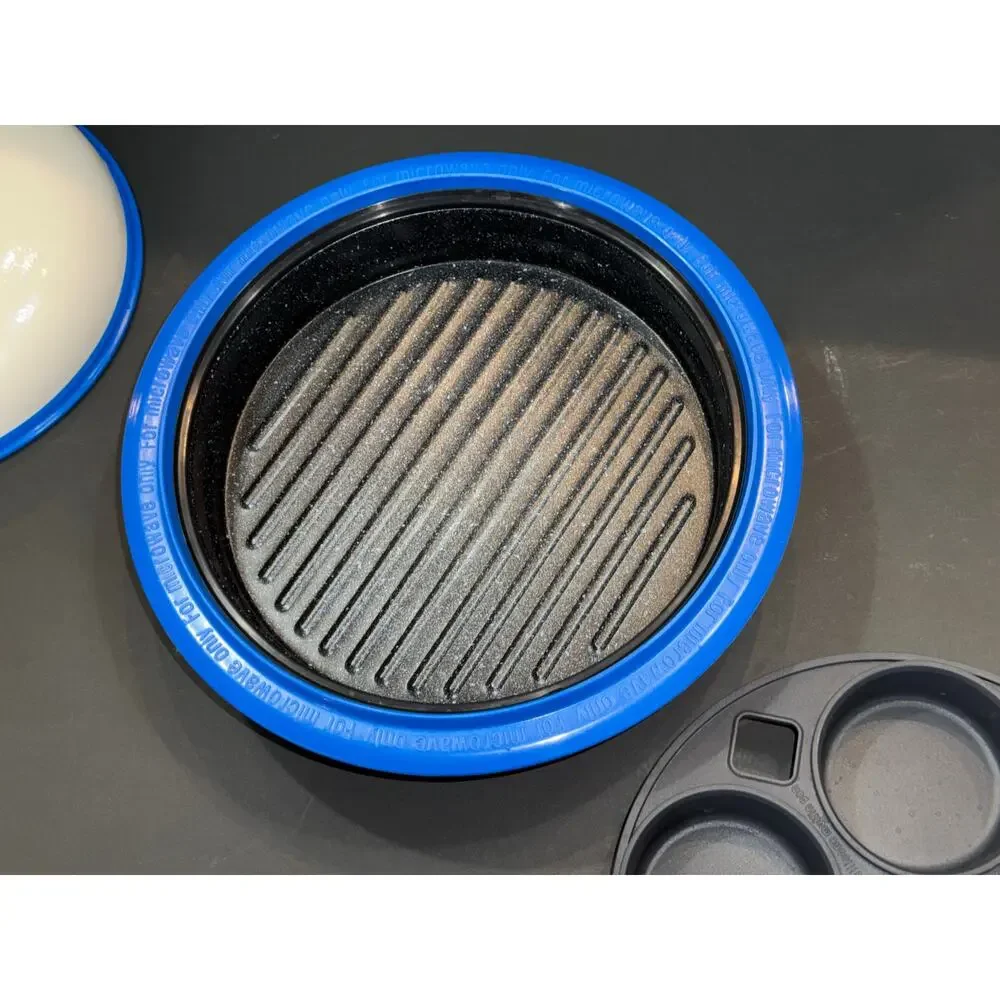 Rangemate Blue Multi Cooker Microwave Silicone Grill Steam Plate & Muffin Pan